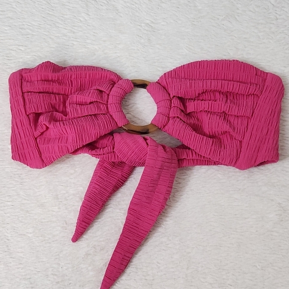 New!Montce Tori Bandeau Bikini Top Hibiscus Scrunch Set. - Picture 7 of 13